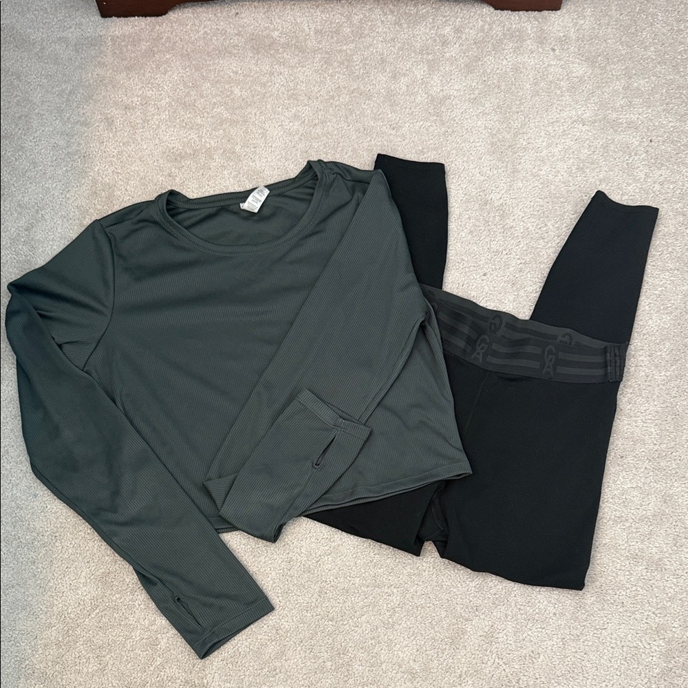 Good American L leggings and XL Cropped LS top